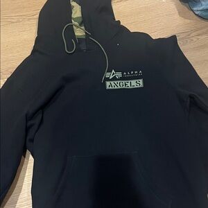 Alpha Industries Black and Green Hoodie